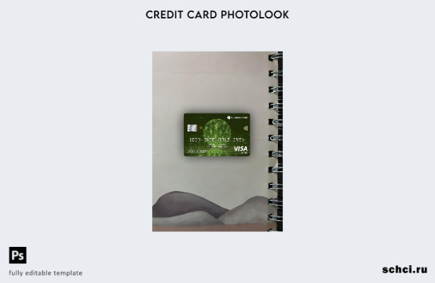 цифровая загрузка США Коммерческий банк Visa Classic Card Photoview Front Templa